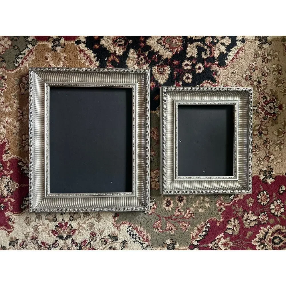 Set/2 frames 8x10” 11x14” ornate silver home decor framing baroque Victorian